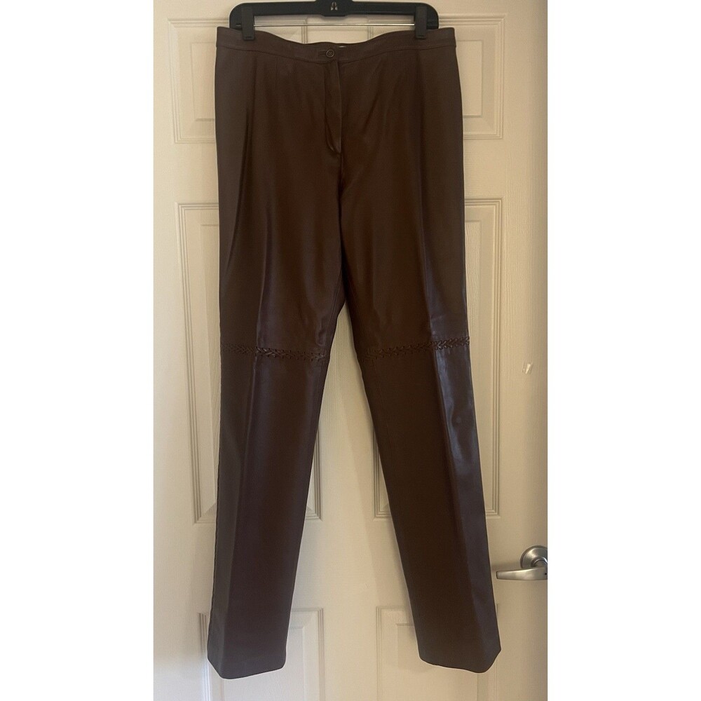 Doncaster VTG Brown Genuine Leather Pants 10 Whipstitch Lace Side Biker Luxe